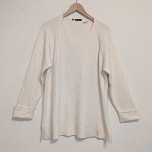 Lorena Antoniazzi Cashmere Wool Beige V-neck Sweater Italy Old Money Size 42 Med